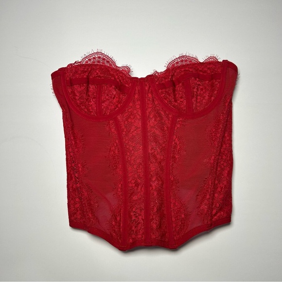 Urban Outfitters Out From Under Modern Love Corset Top Sz Small Red - Picture 9 of 10